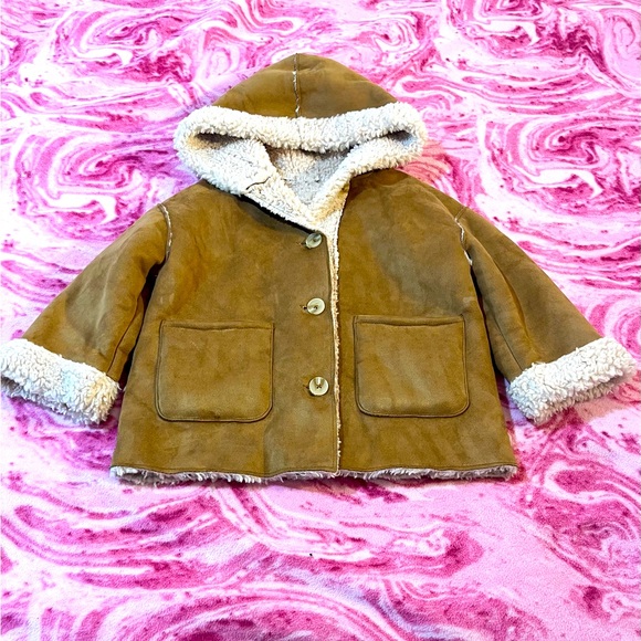 🐑Zara Kids Tan Suede Jacket with Sherpa Lining - Picture 1 of 4